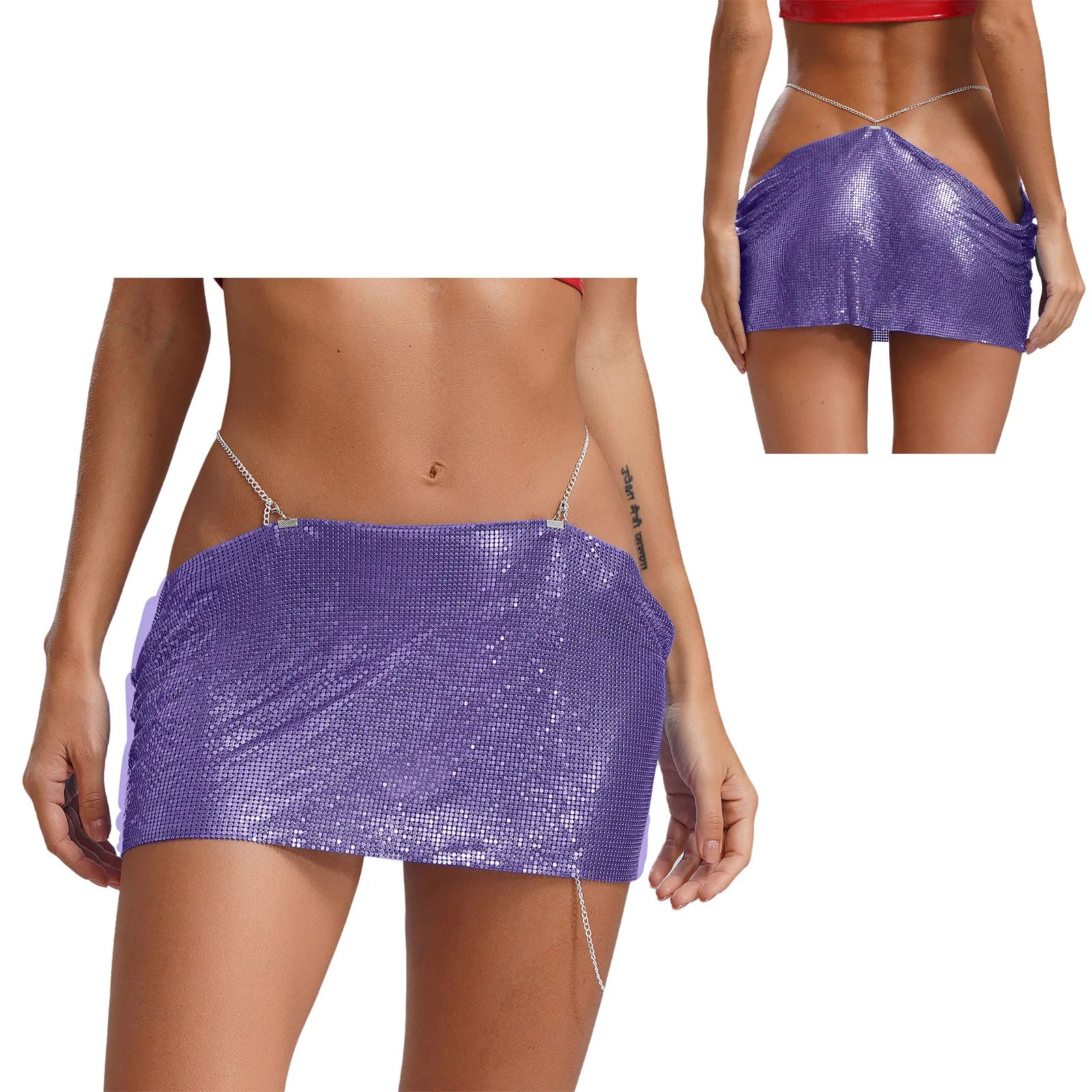 Leia Low Waist Metal Mesh Micro Skirt