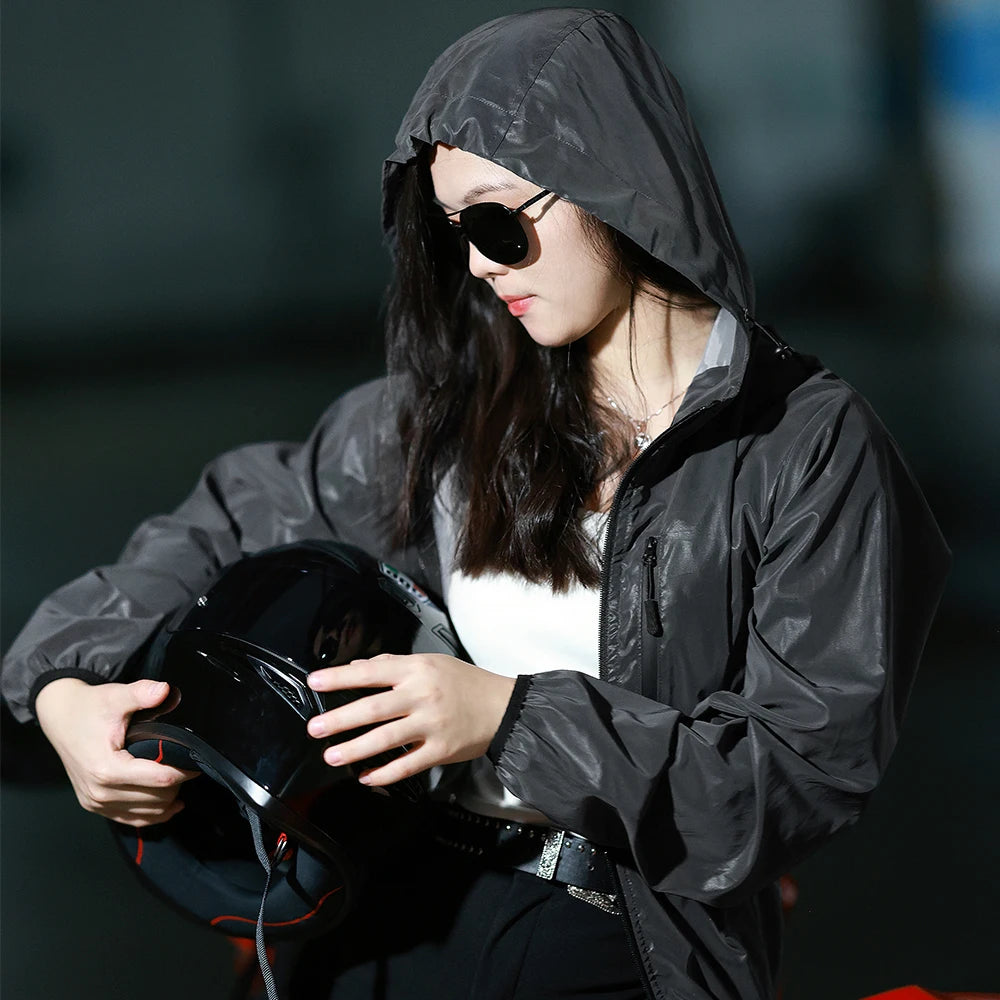 Low Key Holographic Reflective Water Resistant Motorcycle Windbreaker Jacket