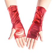 Metallic Faux Leather Fingerless Gloves