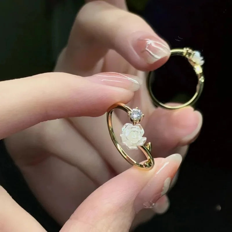 Luxury Zircon Flower Adjustable Wrap Rings
