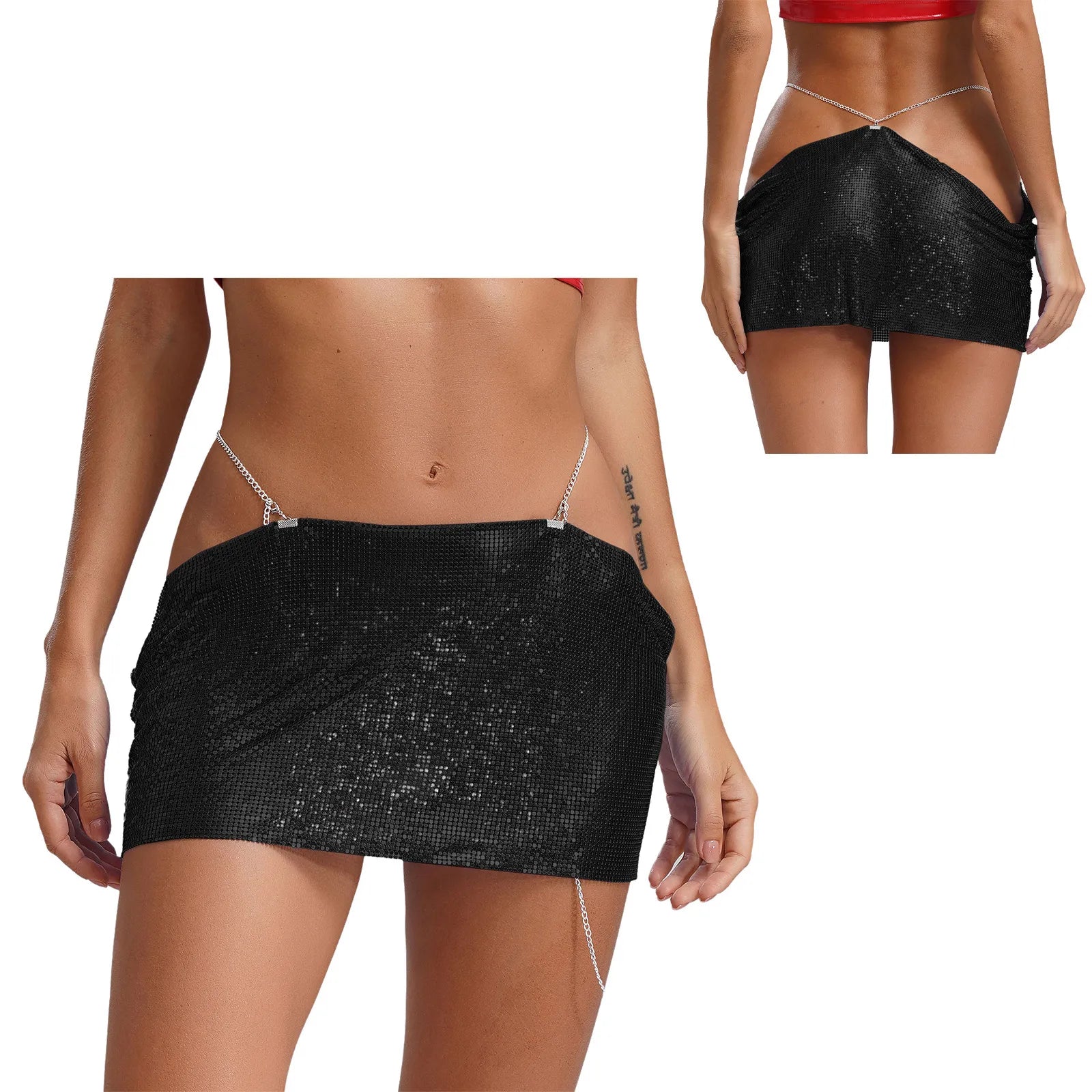 Leia Low Waist Metal Mesh Micro Skirt