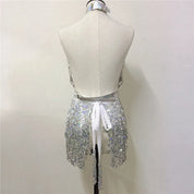 Femme Fatale Holographic Chain Harness Top + Sequins Skirt Outfits