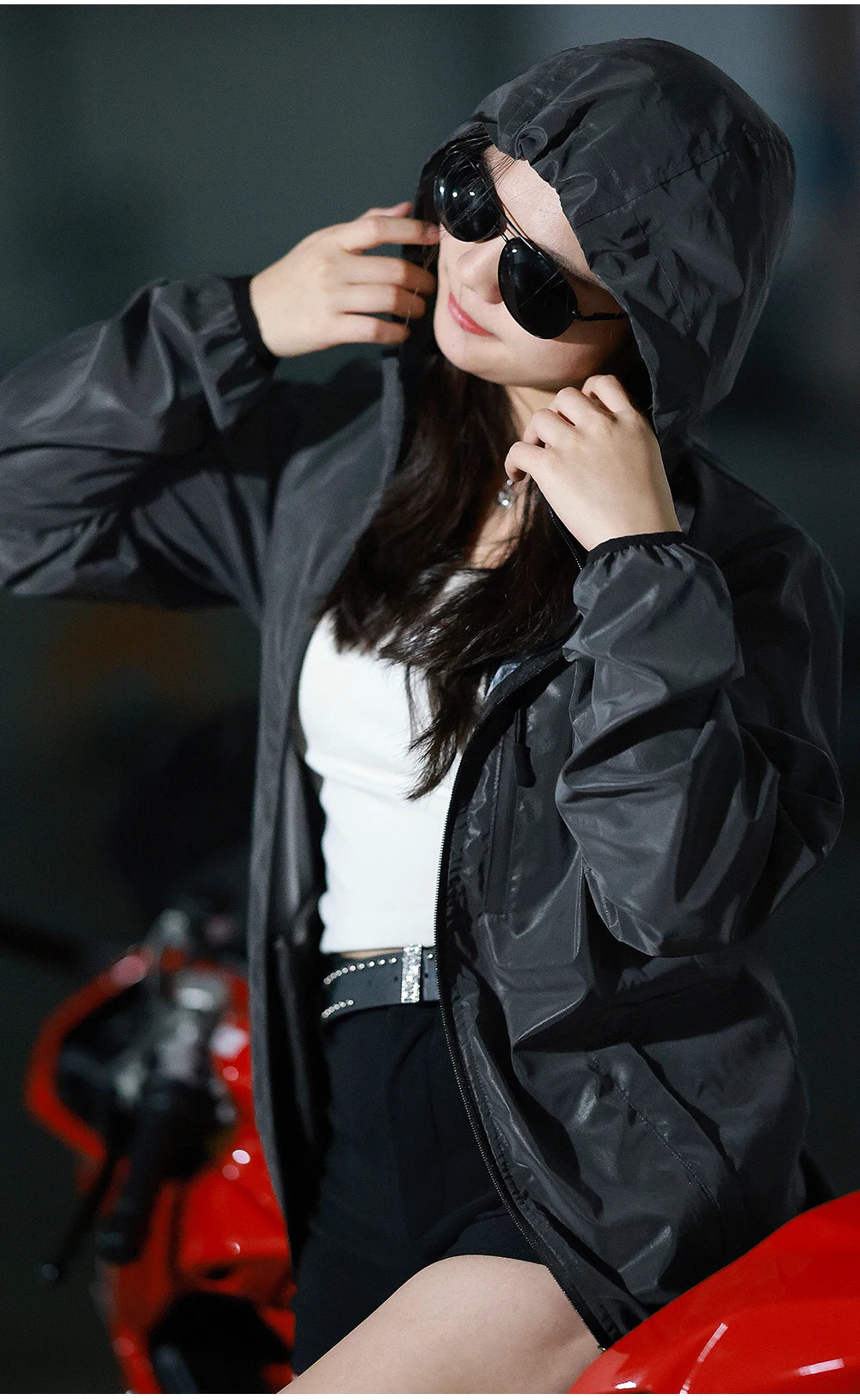 Low Key Holographic Reflective Water Resistant Motorcycle Windbreaker Jacket