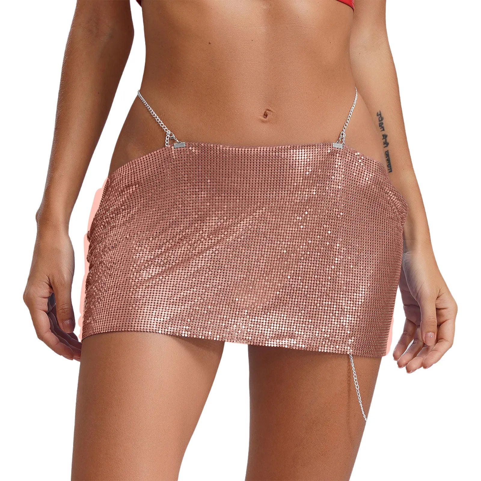 Leia Low Waist Metal Mesh Micro Skirt