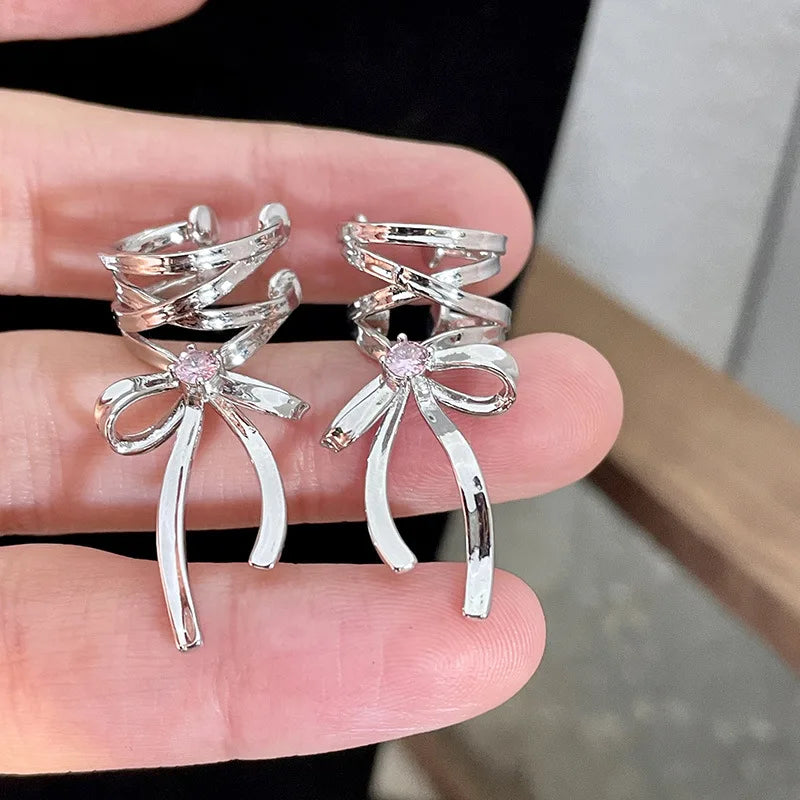 Ballet Ribbon Bow-Knot Ear Cuff Pair