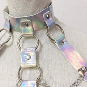 Femme Fatale Holographic Chain Harness Top + Sequins Skirt Outfits