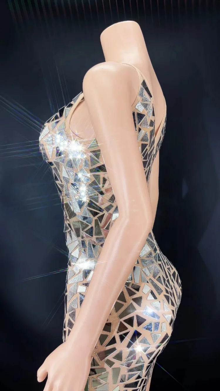 Mirror Mirror Faux Glass Mini Dress