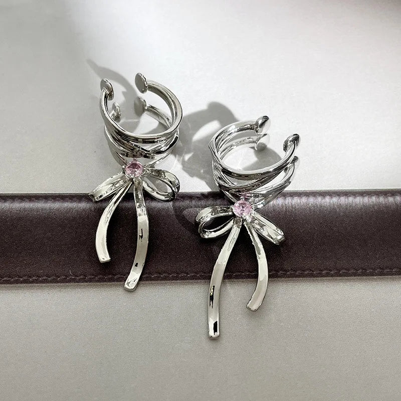 Ballet Ribbon Bow-Knot Ear Cuff Pair
