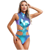 Andromeda Metallic Cutout Bodysuit