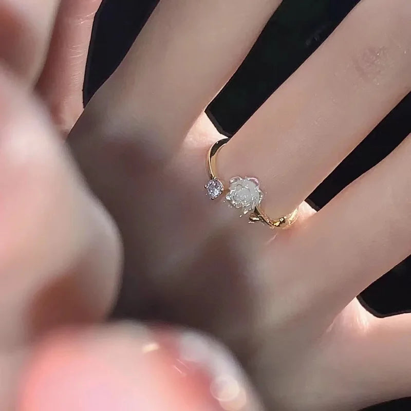 Luxury Zircon Flower Adjustable Wrap Rings
