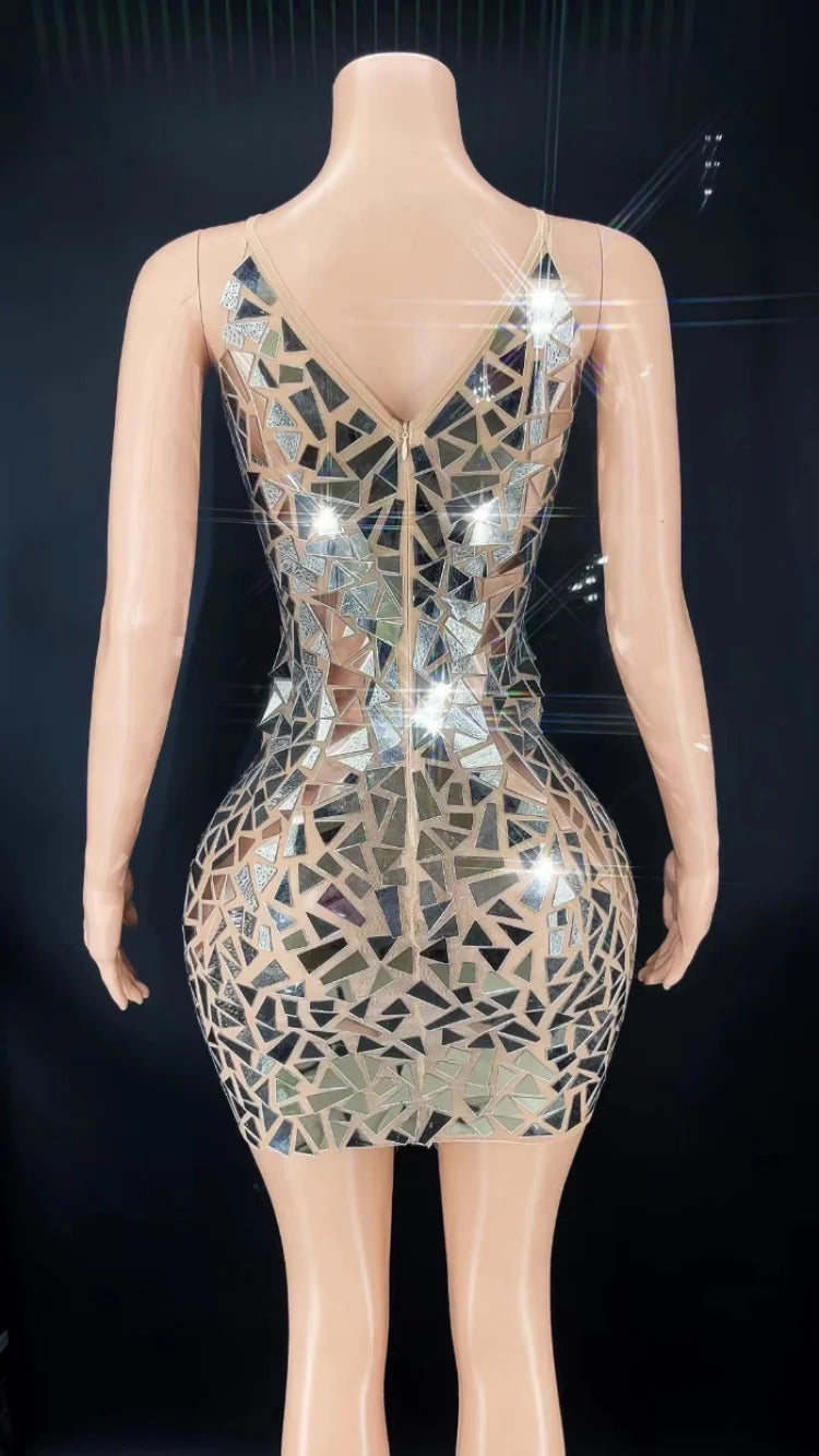 Mirror Mirror Faux Glass Mini Dress