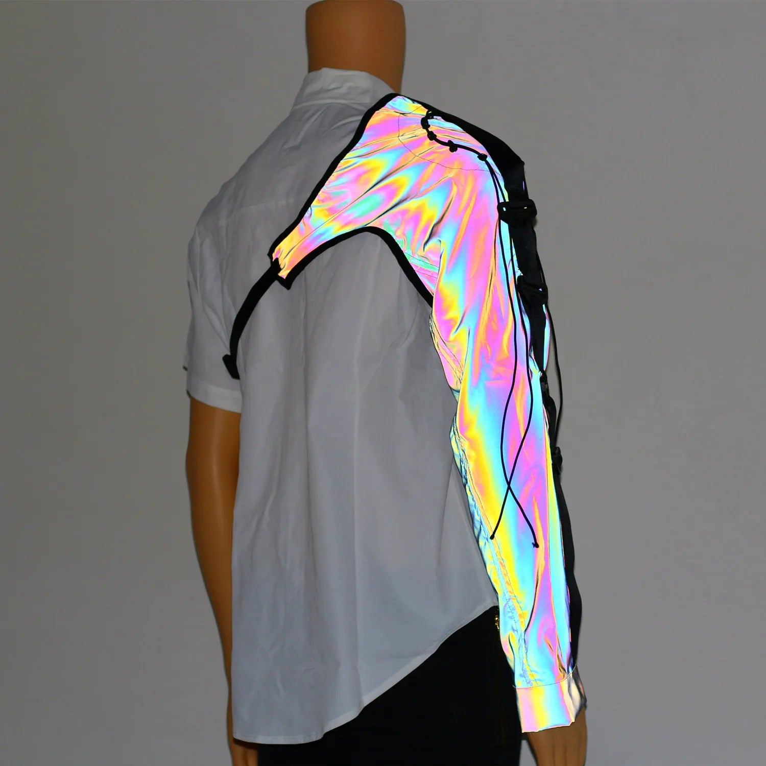 Low Key Asymmetric Design Reflective One Shoulder Sleeve