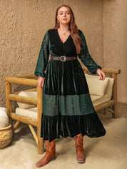 Peek-A-Boo Velvet and Lace Midi Dress
