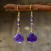 18K Gold-Plated Natural Stone Drop Earrings