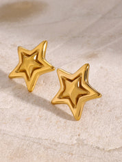 18K Gold-Plated Inlaid Star Stud Earrings