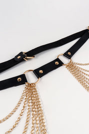 Nikki Faux Leather Muti-Strand Chain Belt