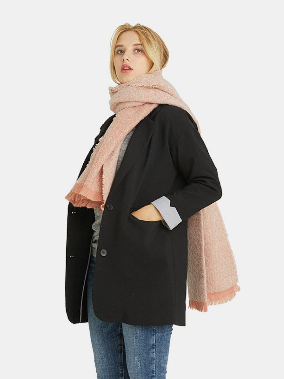 Heathered Raw Hem Scarf