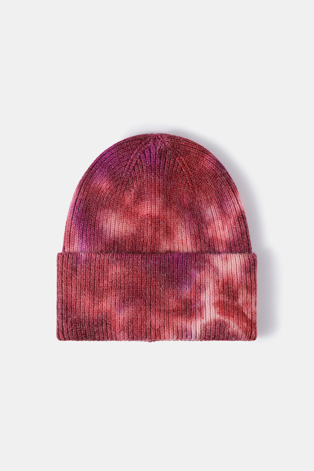 Bi-Color Tie-Dye Cuffed Rib-Knit Beanie