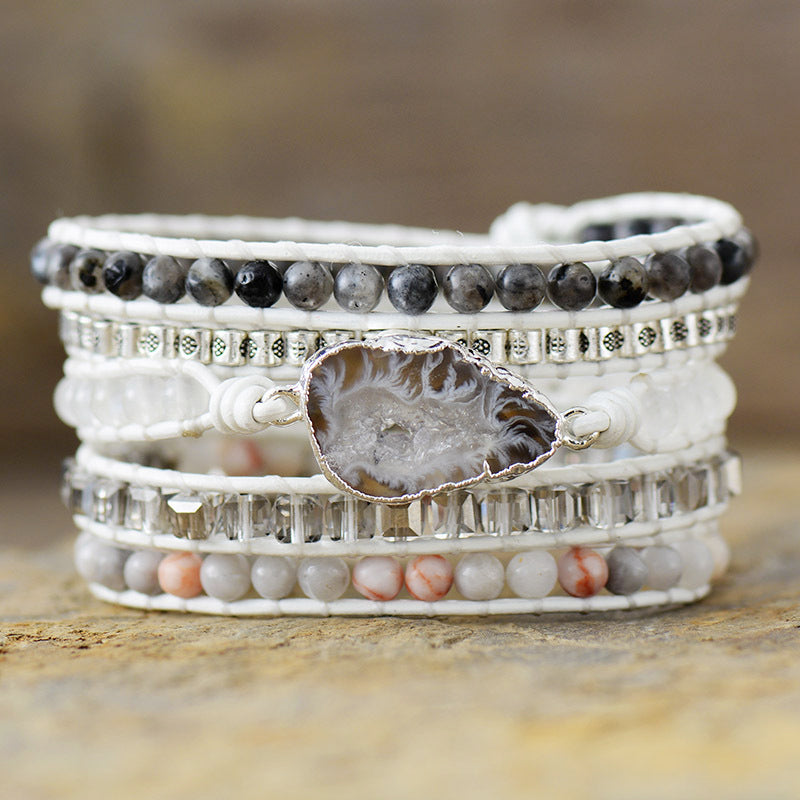 Spirit Agate & Natural Stone Wrap Bracelet