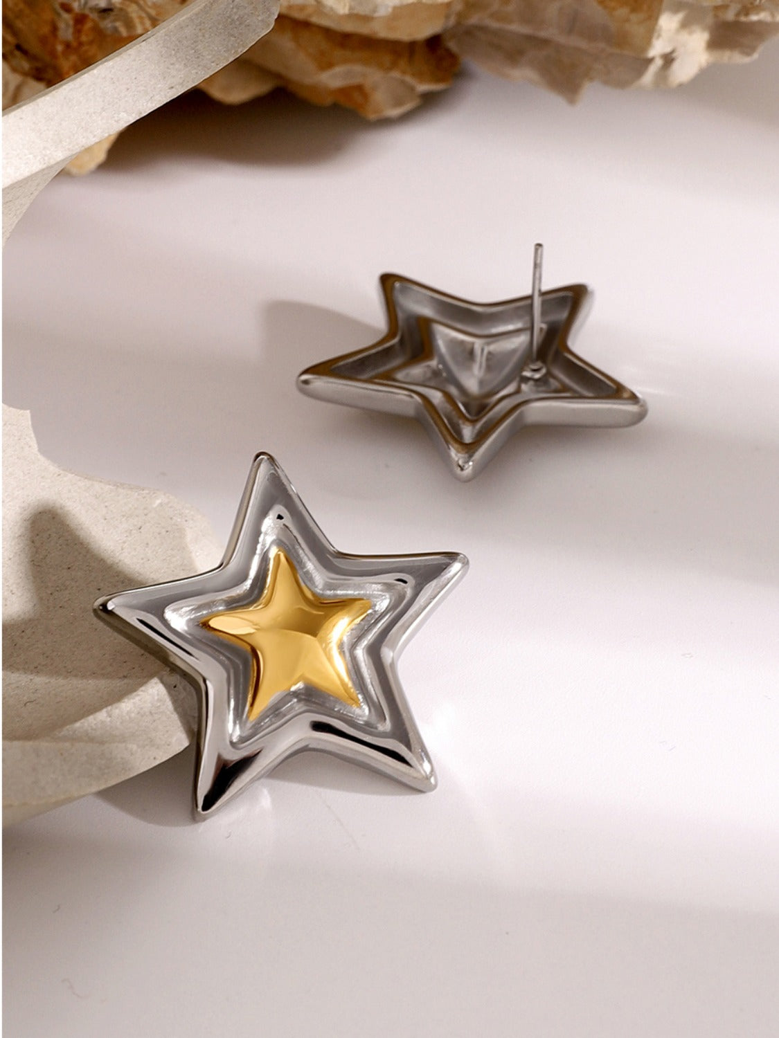 18K Gold-Plated Inlaid Star Stud Earrings