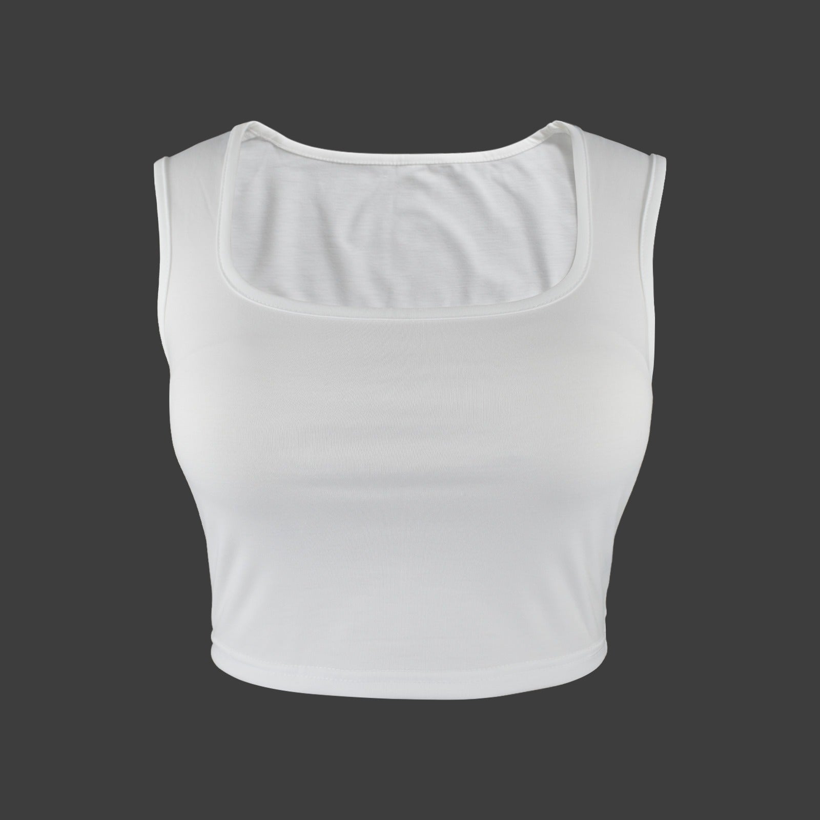 White TK Exclusive Square Neck Crop Tank Top