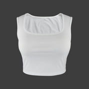 White TK Exclusive Square Neck Crop Tank Top