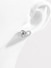 925 Sterling Silver Inlaid Zircon Heart Stud Earrings