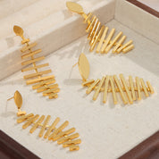 18K Gold-Plated Fishbone Shape Earrings