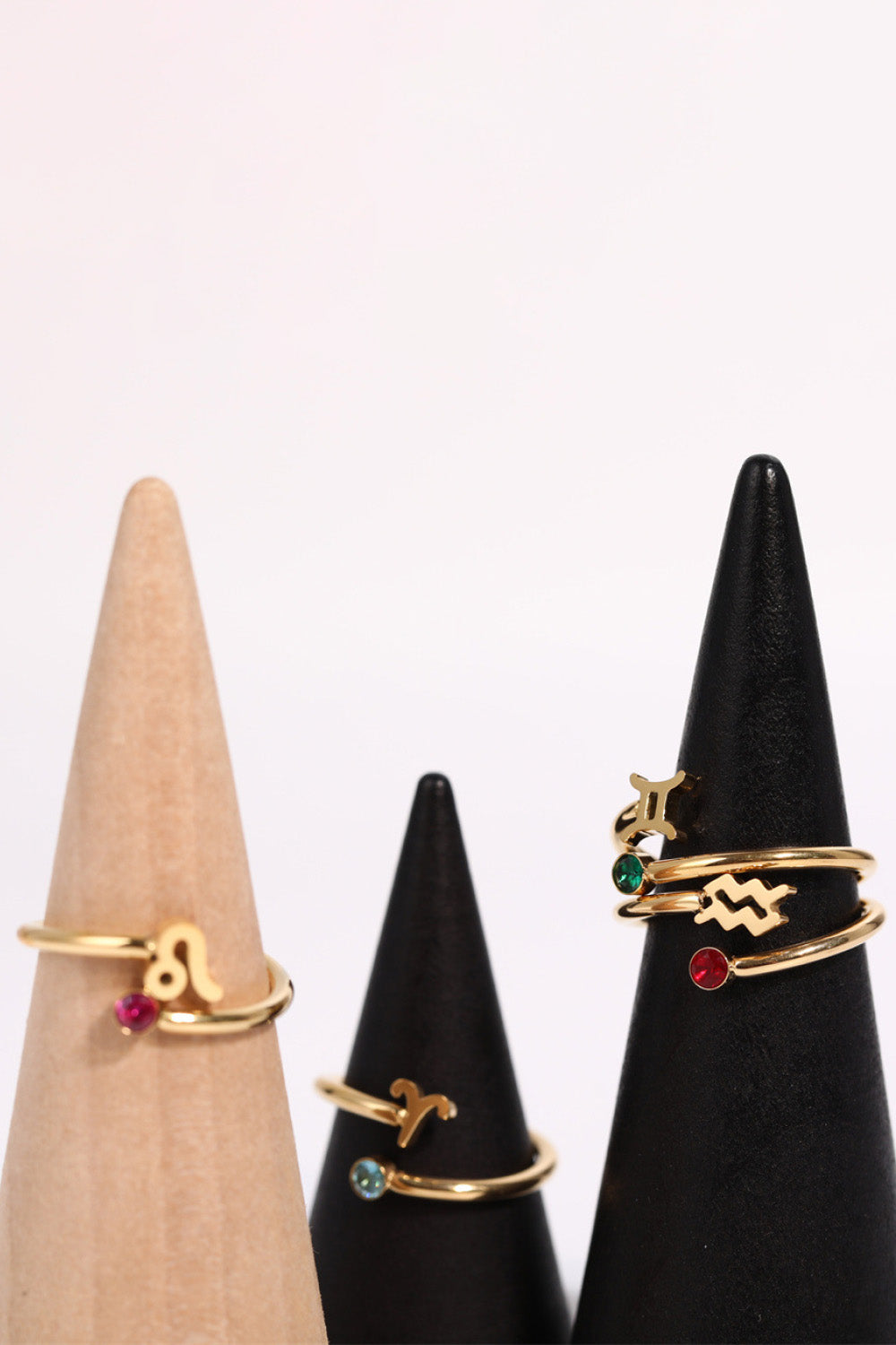 Minimalist Zodiac Gemstone 18K Gold-Plated Bypass Ring