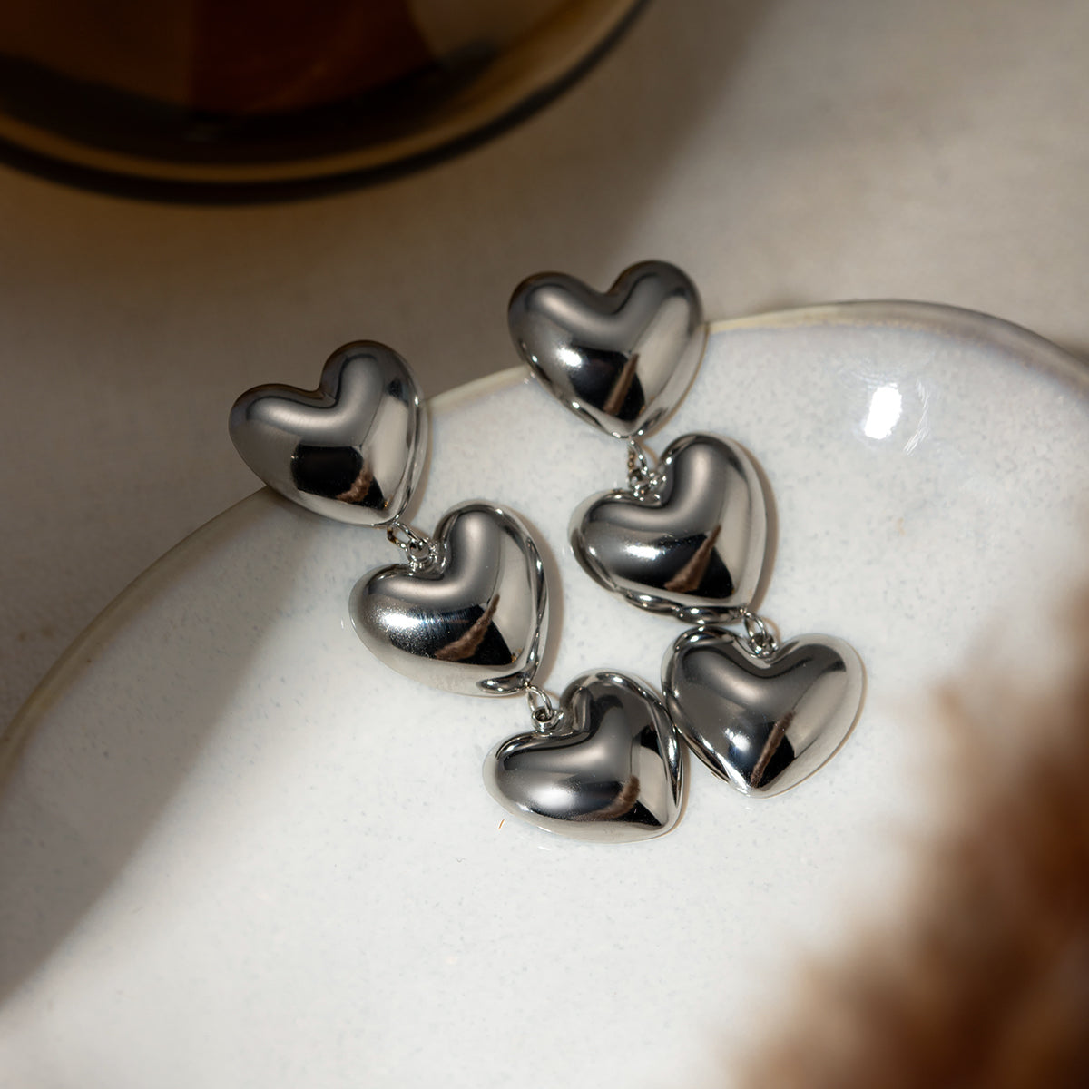 3 of Cups Dangle Heart Earrings