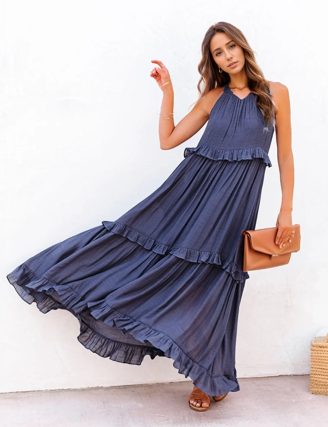 Stevie Tiered Maxi Dress with Pockets