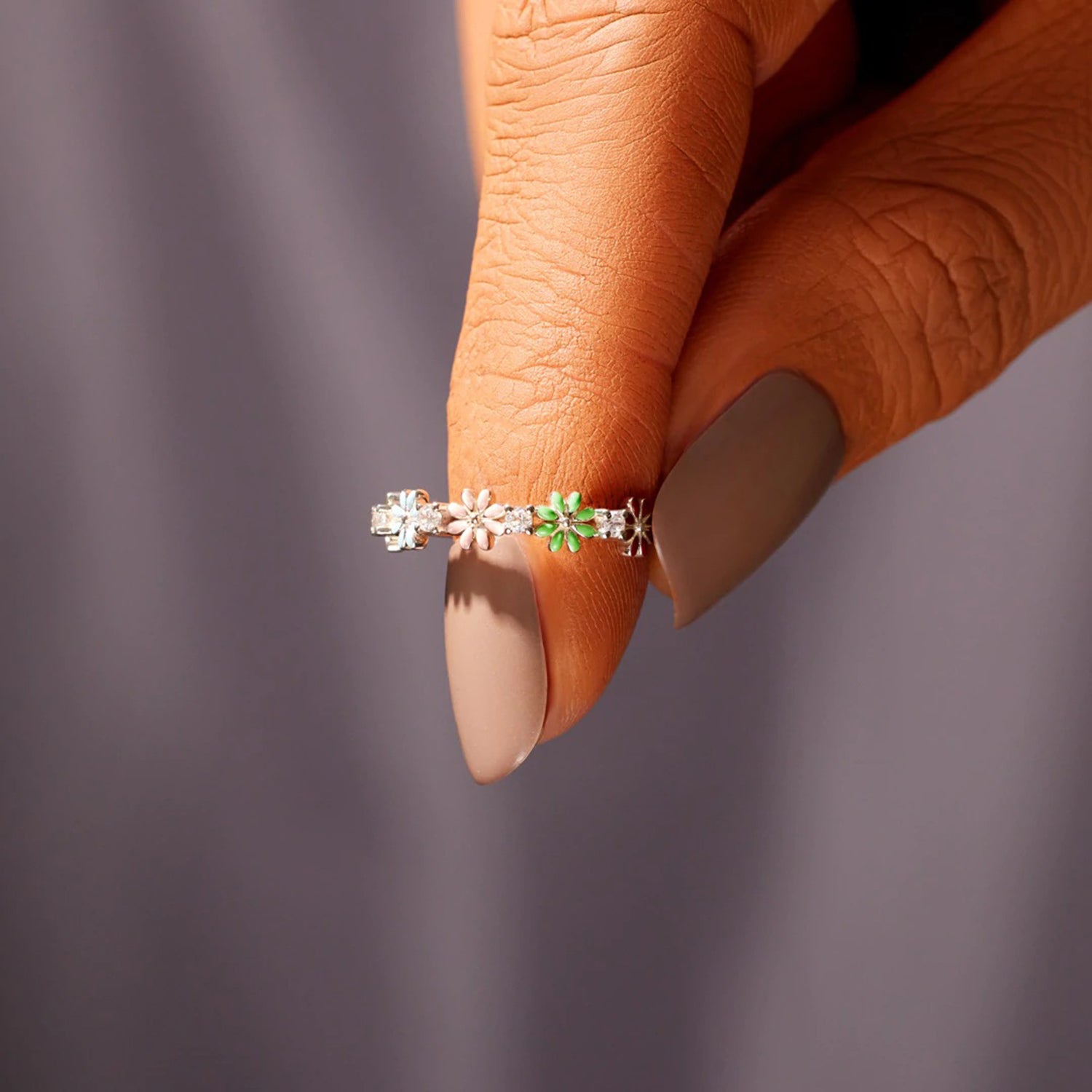 Flower Power 925 Sterling Silver Zircon Ring