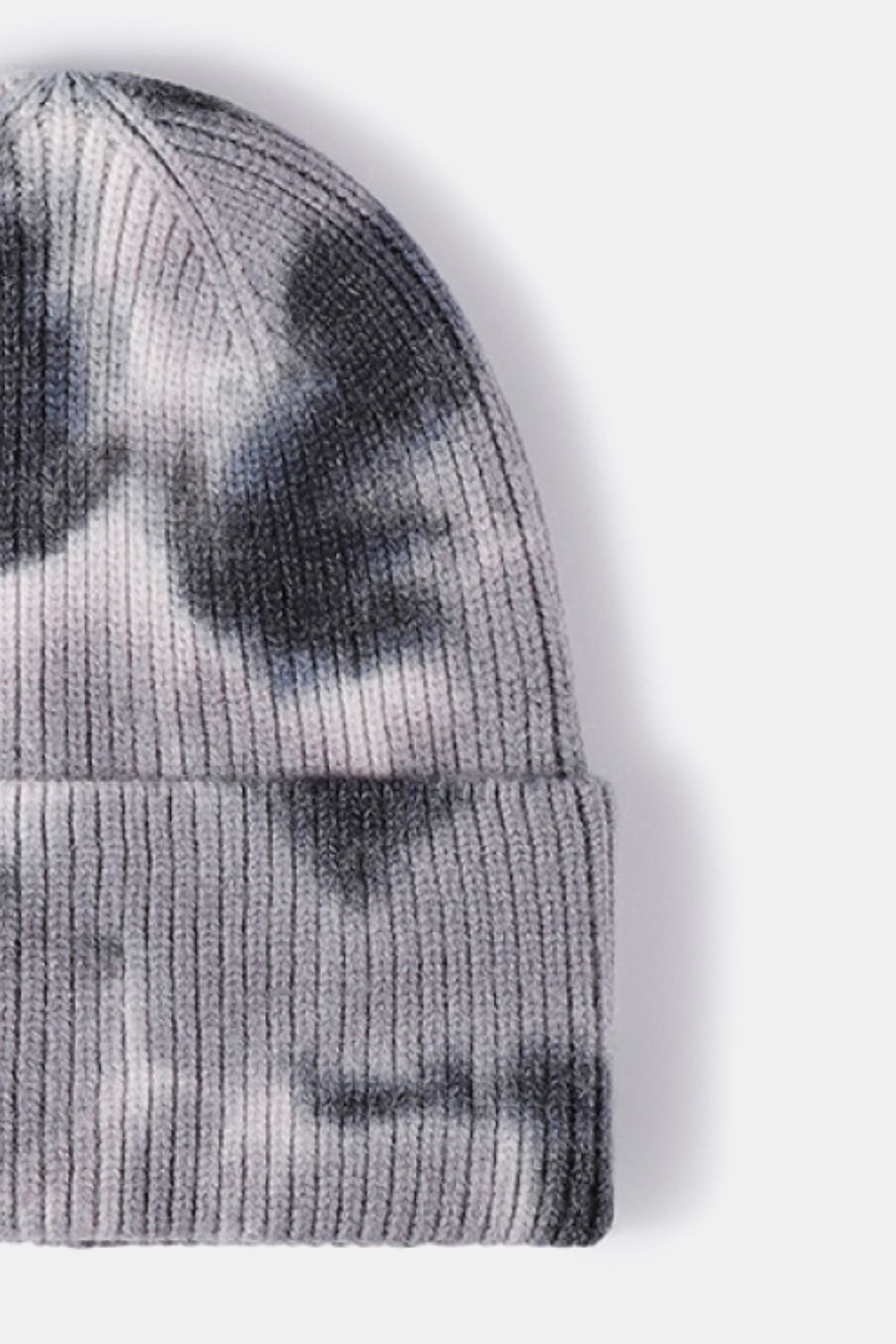 Bi-Color Tie-Dye Cuffed Rib-Knit Beanie