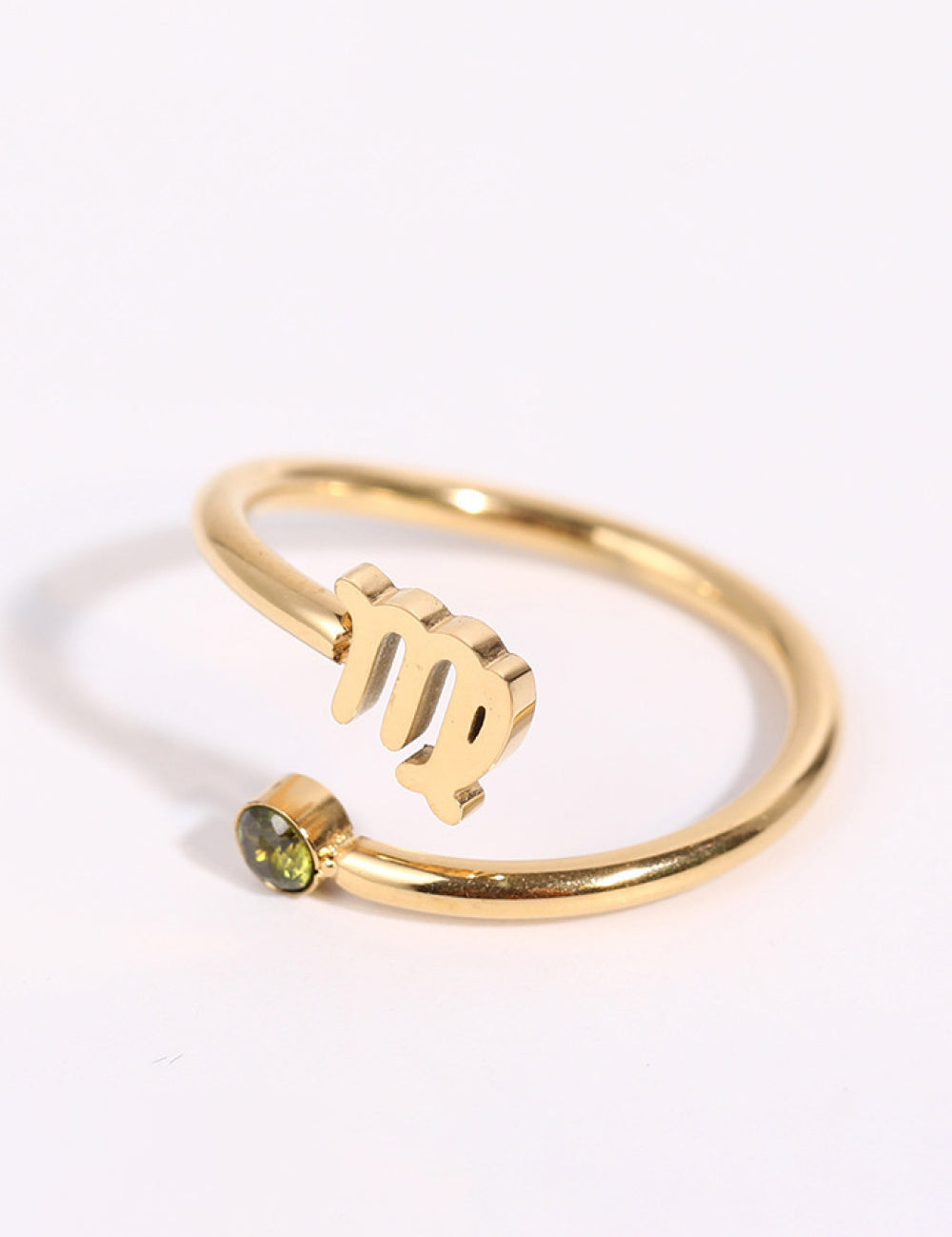 Minimalist Zodiac Gemstone 18K Gold-Plated Bypass Ring