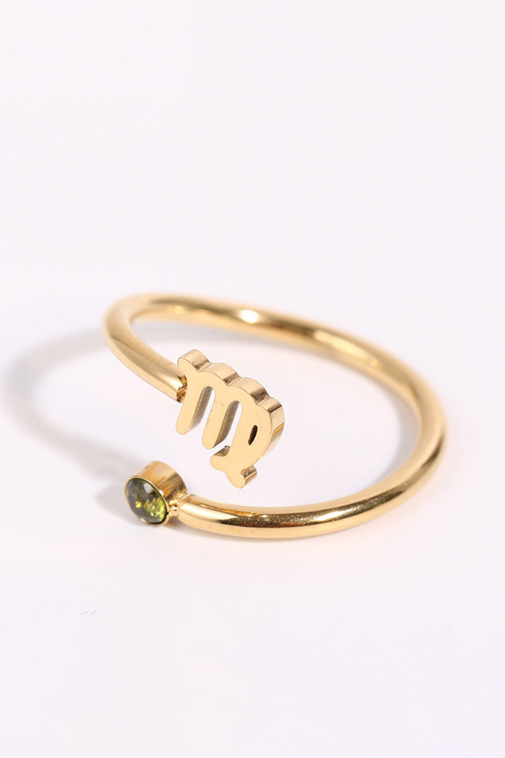 Minimalist Zodiac Gemstone 18K Gold-Plated Bypass Ring
