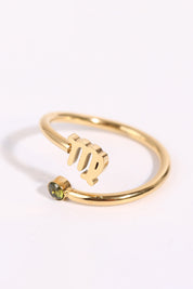Minimalist Zodiac Gemstone 18K Gold-Plated Bypass Ring