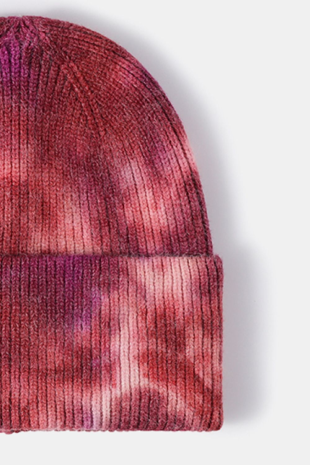 Bi-Color Tie-Dye Cuffed Rib-Knit Beanie