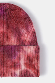 Bi-Color Tie-Dye Cuffed Rib-Knit Beanie
