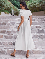 Sylvia Short Sleeve Empire Waist Maxi Dress