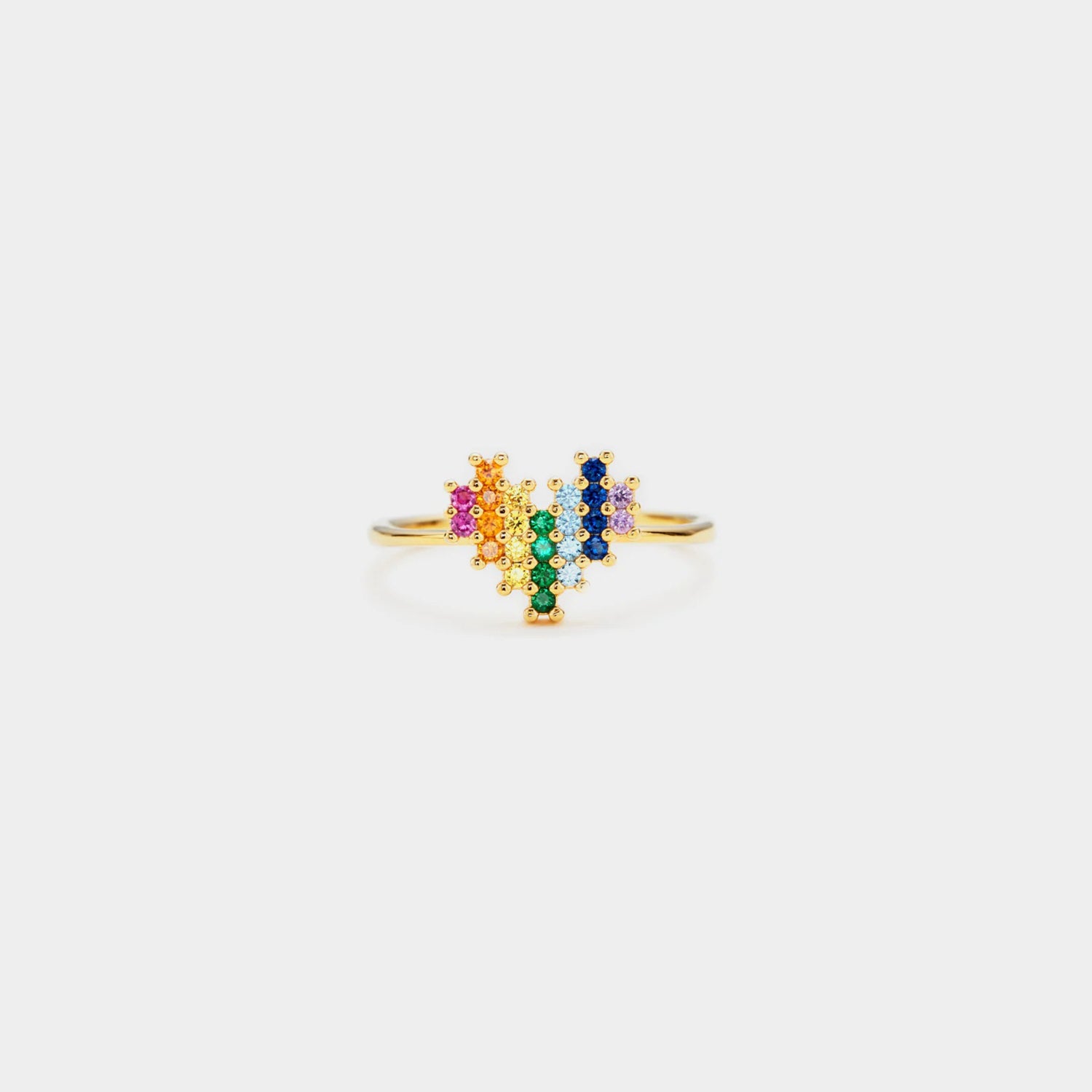 Rainbow Heart Zircon 925 Sterling Silver Ring