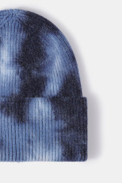 Bi-Color Tie-Dye Cuffed Rib-Knit Beanie
