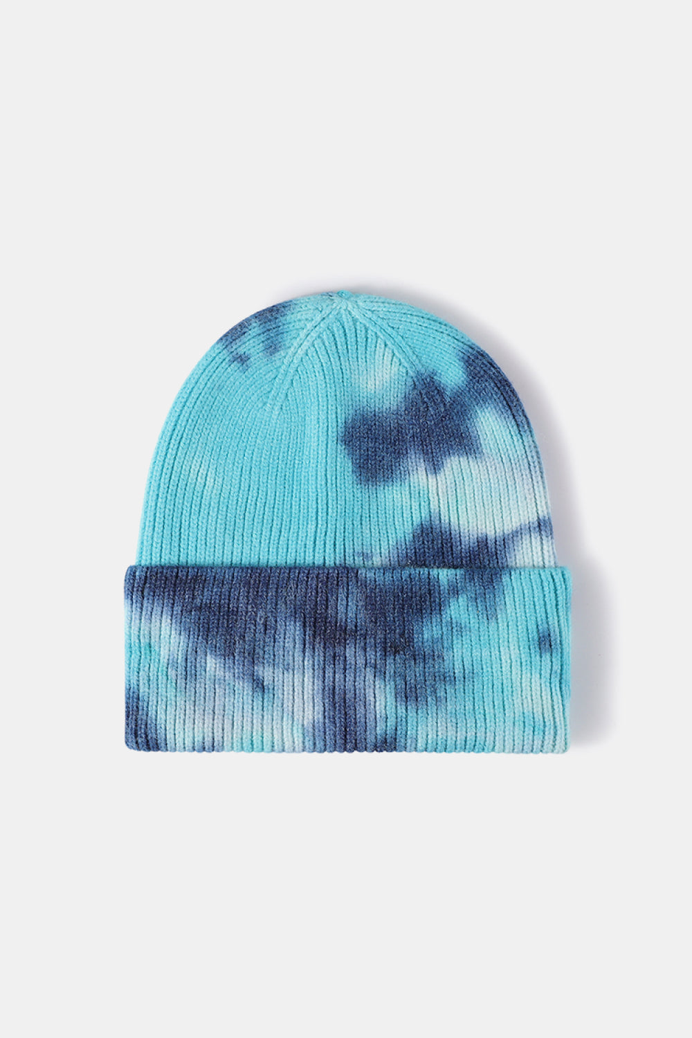 Bi-Color Tie-Dye Cuffed Rib-Knit Beanie