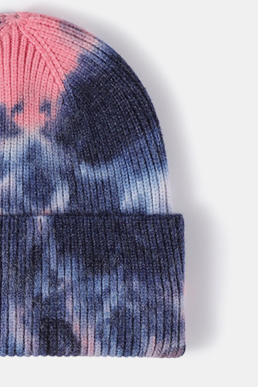 Bi-Color Tie-Dye Cuffed Rib-Knit Beanie