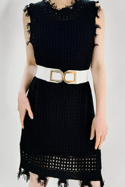Double D Buckle Faux Leather Belt