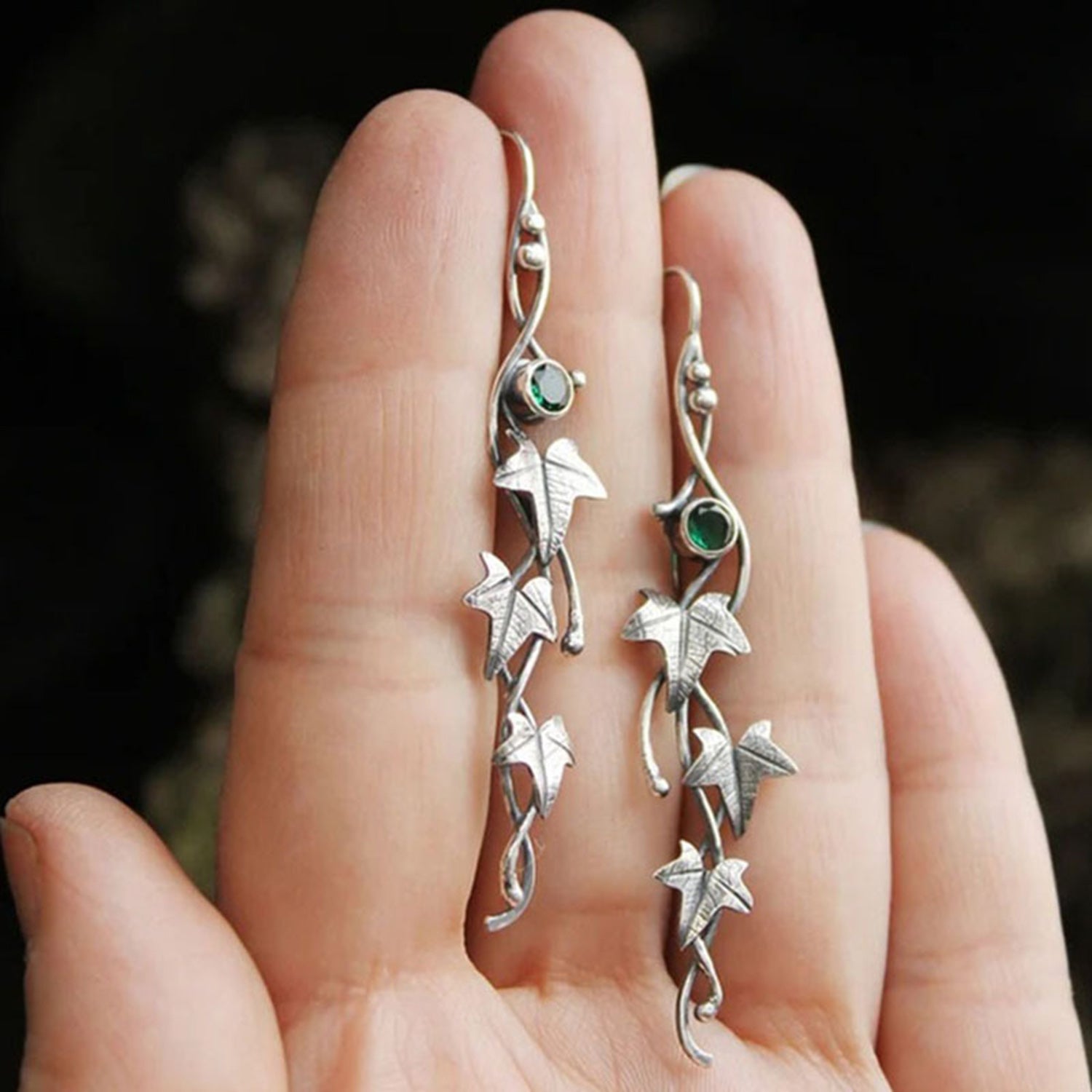 Elven Ivy Leaf Dangle Earrings