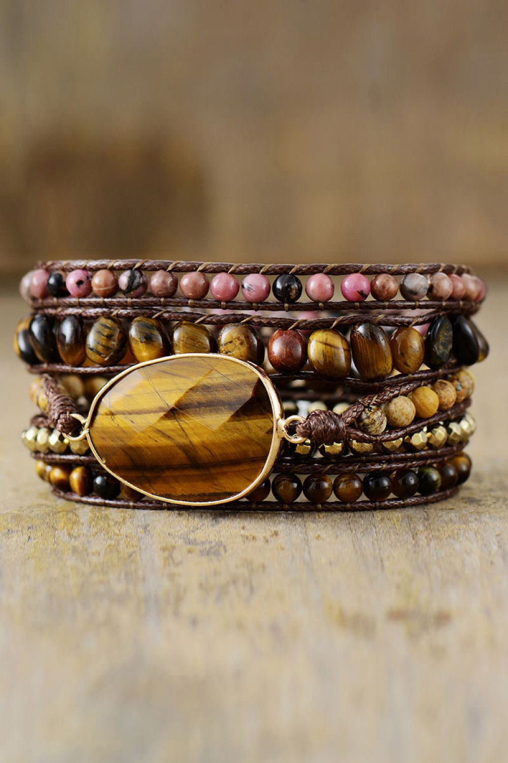 Protected with Love Natural Tiger's Eye Layered Bracelet
