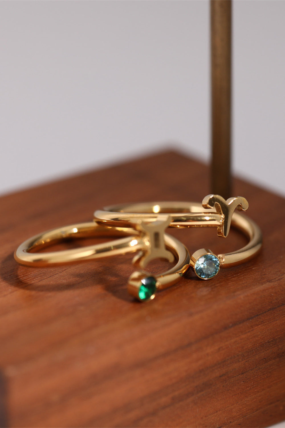 Minimalist Zodiac Gemstone 18K Gold-Plated Bypass Ring