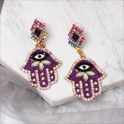 Hamsa Rhinestone Earrings