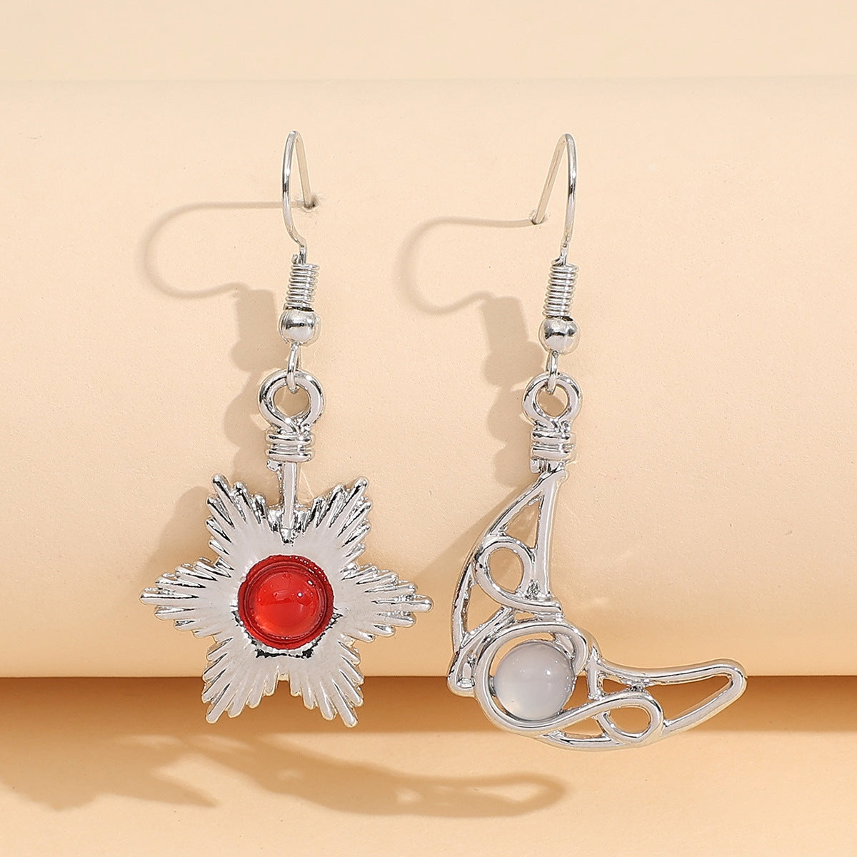 Moon and Sun Wire Wrap Earrings