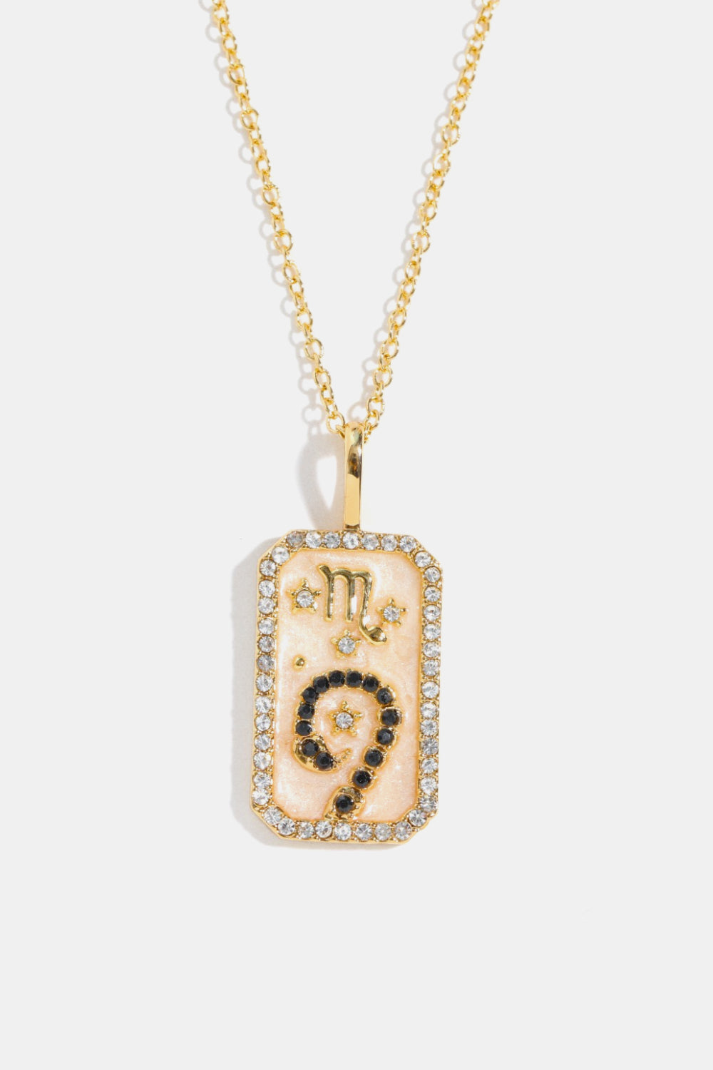 Rhinestone Zodiac Constellation Pendant Copper Necklace